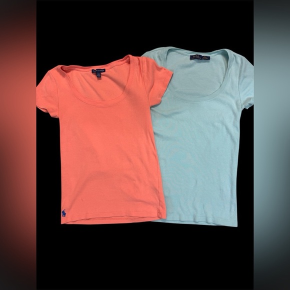 Lot of 2 Ralph Lauren Scoop Neck Short Sleeve T-Shirts Size Medium - Picture 1 of 10